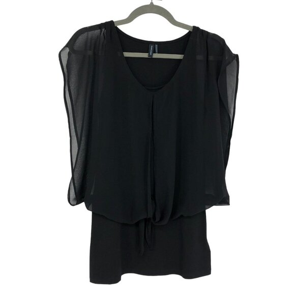 NWT Marciano black scoop  neck tunic sleeveless flowy blouse elasticated waist S - Picture 1 of 13